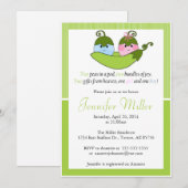 Twee Baby showers uitnodiging, twee erwten in een  Kaart (Voorkant / Achterkant)