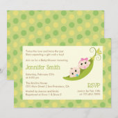 Twee Baby showers uitnodigingen twee erwten in een (Voorkant / Achterkant)