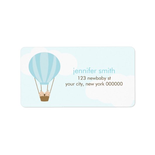 Twee babyjongens in een ballon etiket (Voorkant)