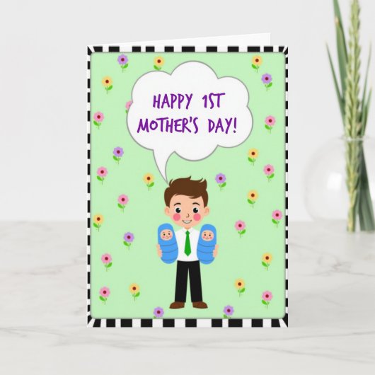 Twee Baby's Eerste Moederdag kaart (Voorkant)