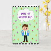 Twee Baby's Eerste Moederdag kaart (Gele Bloem)