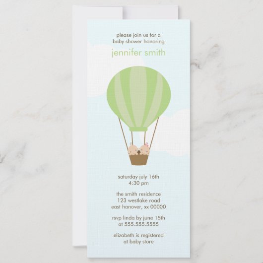 Twee baby's in een ballon kaart (Voorkant)