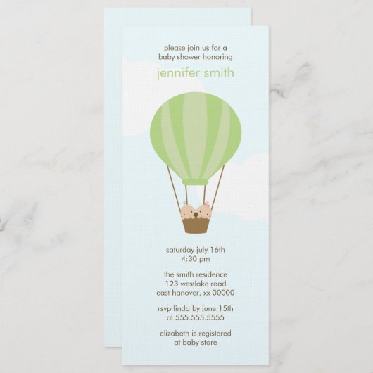 Twee baby's in een ballon kaart (Voorkant / Achterkant)