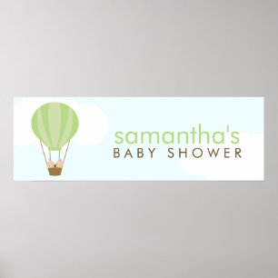 Twee baby's in een ballonvaardig Baby shower Poster