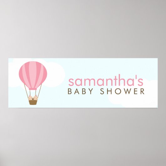 Twee baby's in een ballonvaardig Baby shower Poster (Voorkant)