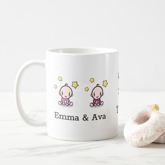 twee baby's: we houden van mam mok , koffie mok (Met donut)