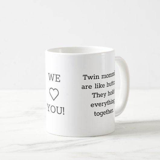 twee baby's: we houden van mam mok , koffie mok (Voorkant rechts)