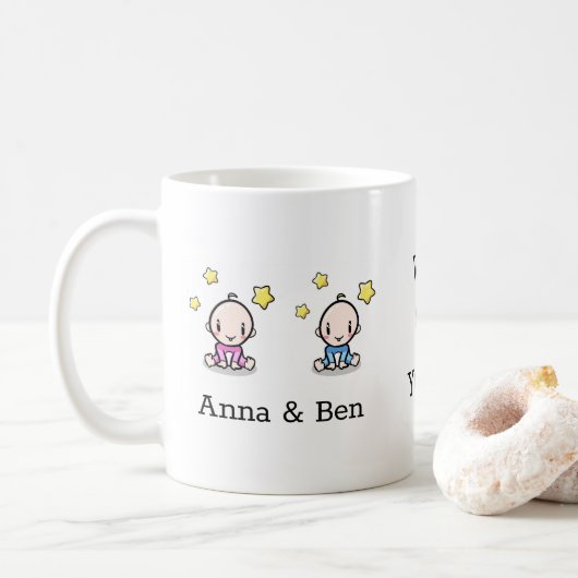 twee baby's: We houden van mam mok. Koffiemok (Met donut)