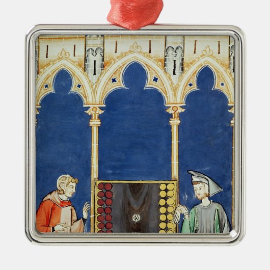 Twee backgammaspelers metalen ornament (Voorkant)