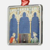 Twee backgammaspelers metalen ornament (Links)