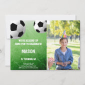 Twee Ballen Voetbal Verjaardag Uitnodiging met Fot (Voorkant)