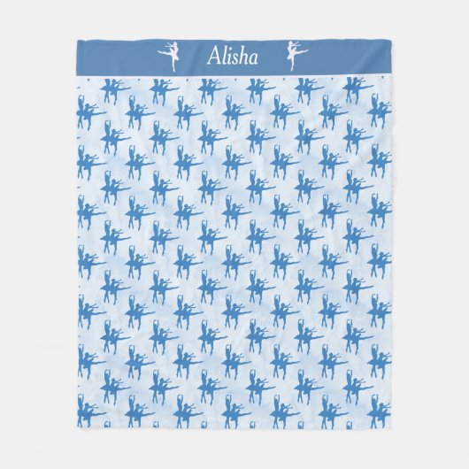 Twee Ballerinas Blue, gepersonaliseerd Fleece Deken (Voorkant)