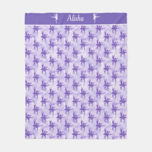 Twee Ballerinas Lavender Gepersonaliseerd Fleece Deken (Voorkant)