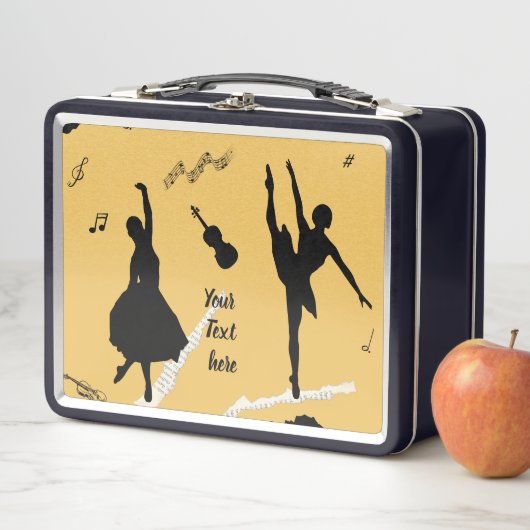 Twee balletdansers en muziek op gouden beige kleur (In situ)