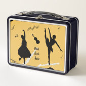 Twee balletdansers en muziek op gouden beige kleur (Voorkant)