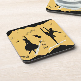 Twee balletdansers en muziek op gouden beige kleur bier onderzetter