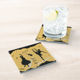 Twee balletdansers en muziek op gouden beige kleur glazen onderzetter