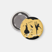 Twee balletdansers en muziek op gouden beige kleur magneet (Voorkant / Achterkant)
