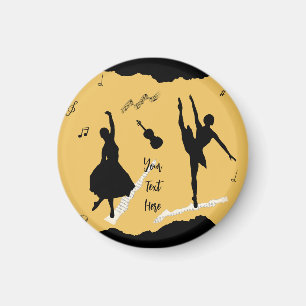 Twee balletdansers en muziek op gouden beige kleur magneet
