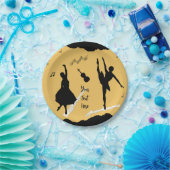 Twee balletdansers en muziek op gouden beige kleur papieren bordje (Feest)