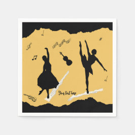 Twee balletdansers en muziek op gouden beige kleur servet