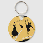 Twee balletdansers en muziek op gouden beige kleur sleutelhanger (Achterkant)