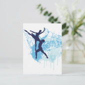 Twee balletdansers Silhouette in Blue Briefkaart (Staand voorkant)