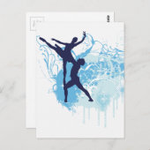 Twee balletdansers Silhouette in Blue Briefkaart (Voorkant / Achterkant)