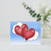 Twee ballonharten met cloud briefkaart (Staand voorkant)