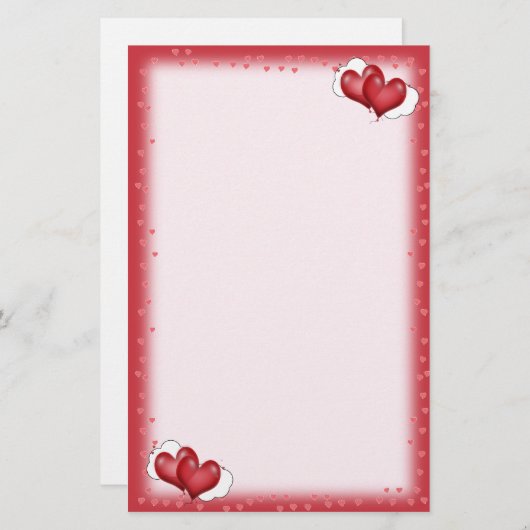 Twee ballonharten met cloud briefpapier (Voorkant / Achterkant)