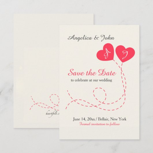 Twee Ballons van Harten bewaren de Aankondiging (Voorkant / Achterkant)