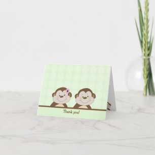 Twee Bambino de Groene Punt van Apen u dankt nemen Bedankkaart
