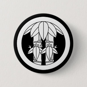 Twee bamboe met bamboebladeren in cirkel ronde button 5,7 cm