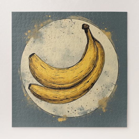 Twee bananen in de maan 's nachts legpuzzel (Verticaal)