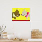 Twee Bandana Dogs - Geel Poster (Keuken)