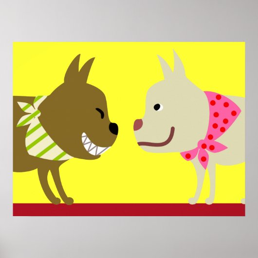 Twee Bandana Dogs - Geel Poster (Voorkant)