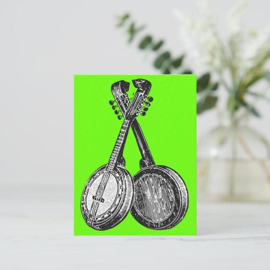 Twee banjos briefkaart (Staand voorkant)