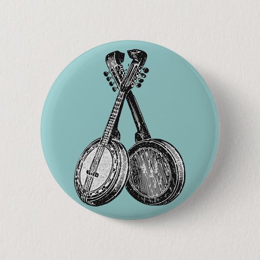 Twee banjos ronde button 5,7 cm (Voorkant)