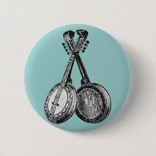 Twee banjos ronde button 5,7 cm