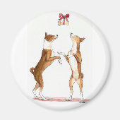 Twee Basenji's Dancing Dog Art Magnet (Voorkant)