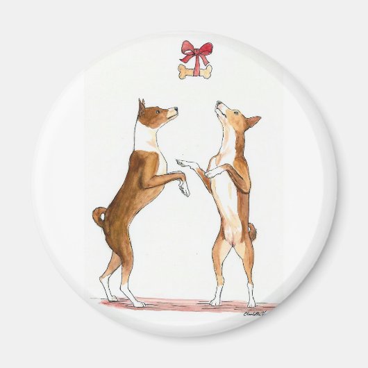 Twee Basenji's Dancing Dog Art Magnet (Voorkant)