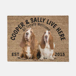 Twee Basset Hounds gepersonaliseerd Hondenliefhebb Deurmat