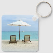 Twee Beach Chairs Custom Wedding Key Ring Favors Sleutelhanger (Achterkant)