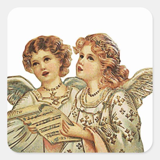 Twee Beauthful Angels Vierkante Sticker (Voorkant)
