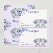 Twee bedankkaartjes per pagina Olifant Tweeling Sh Kaart (Voorkant / Achterkant)