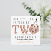 Twee Beer verjaardagsuitnodiging feestdier draaien Kaart (Staand voorkant)