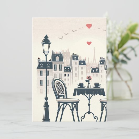 "Twee bekers, een lege stoel - een toast op het mo Feestdagenkaart (Staand voorkant)