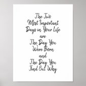 Twee belangrijkste dagen in uw leven Motivatie Poster (Voorkant)