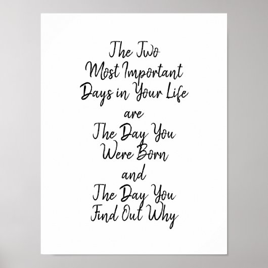 Twee belangrijkste dagen in uw leven Motivatie Poster (Voorkant)