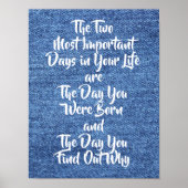 Twee belangrijkste dagen in uw leven Motivatie Poster (Voorkant)
